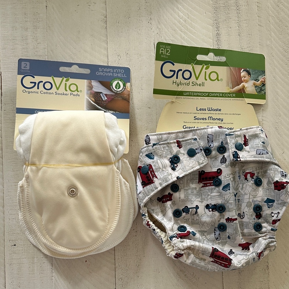 GroVia Organic Cotton Diaper Cover Set - Cream and Multicolor
